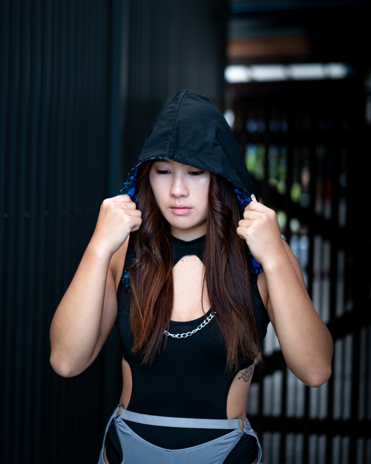 Reflective cyberpunk hoodie by Electric Eden, perfect for rave wear