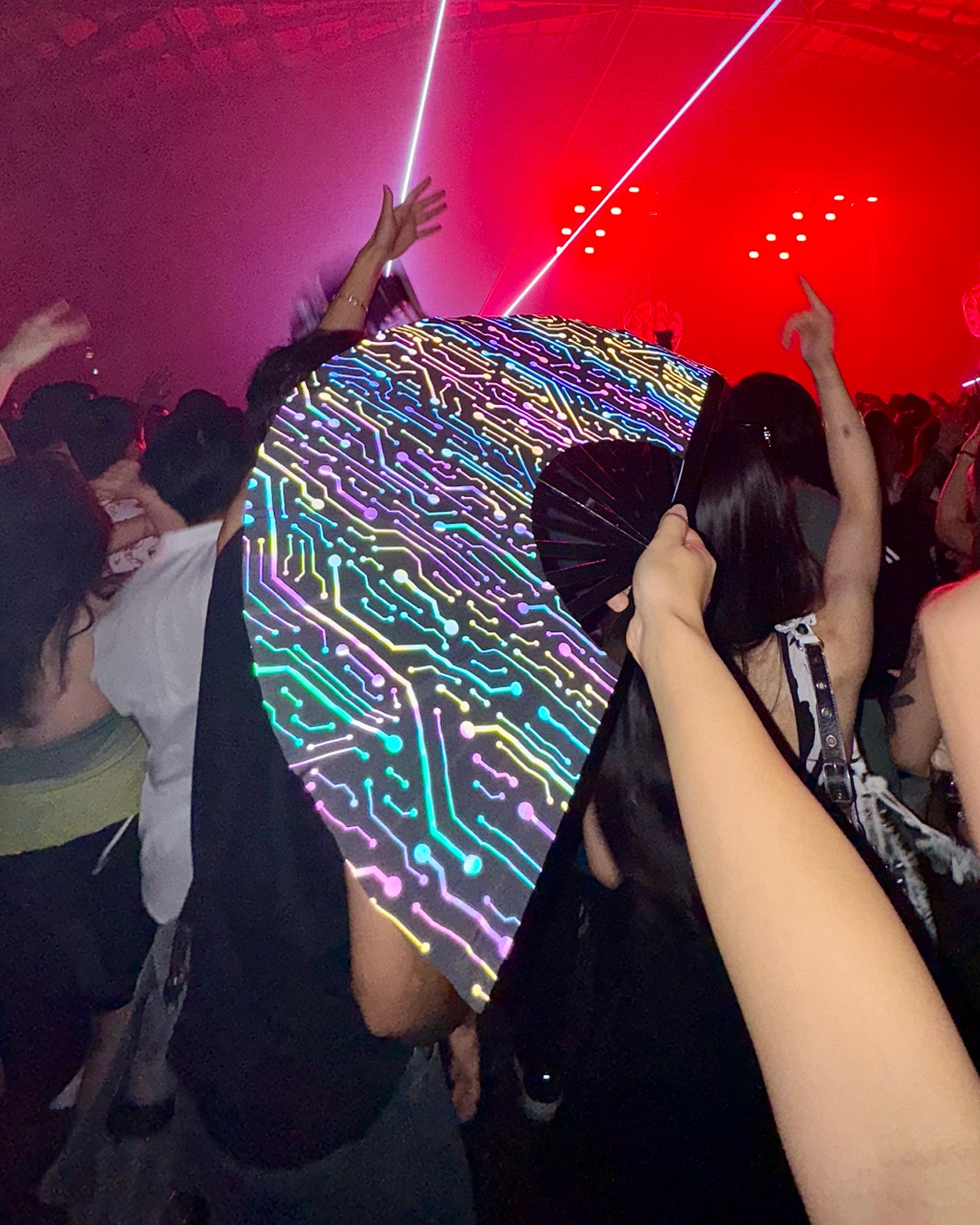 Cyberpunk Reflective Folding Hand Fan